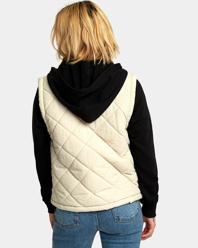 New NWT RVCA Women's Joyride Zip Fleece Jacket Quilted Hoodie Vest Size XS - Picture 3 of 3