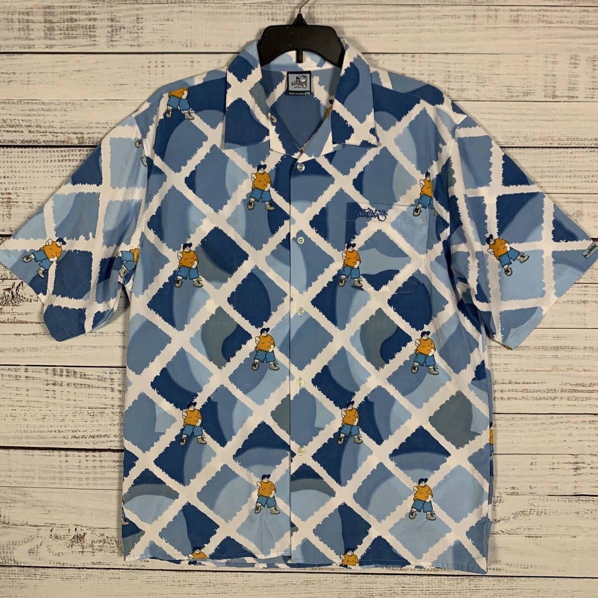 ウェア・シャツ SOUTHPole XL Vtg Southpole Shirt Mens XL Camp Collar Hawaiian Blue White