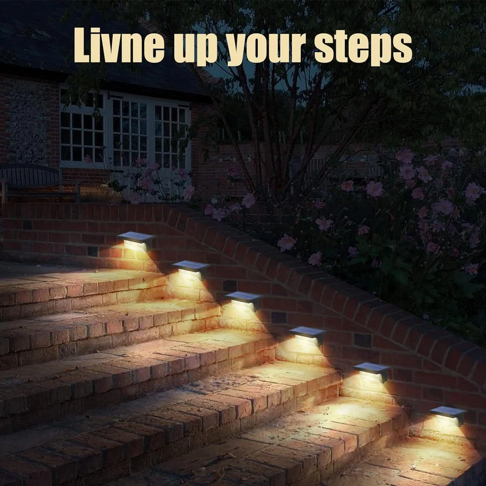 2/4/6Pack светодиодная солнечная энергия лестница свет открытый сад дорожка ступенька настенная - Изображение 2 из 4