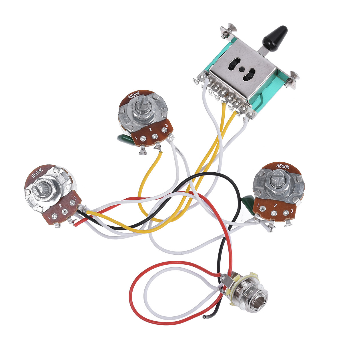 Electric Guitar Wiring Harness Prewired Kit for Strat Parts 5 Way 500K