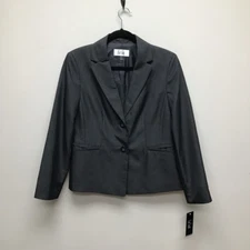 Le Suit Womens Suit Jacket Blazer Black Pocket Notched Lapel Button Lined 10 New