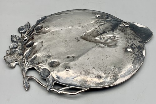 Rare WMF 1900 Set of ART NOUVEAU PEWTER CARD TRAY Rooster Boy Cherry Girl - 333 - Picture 18 of 22