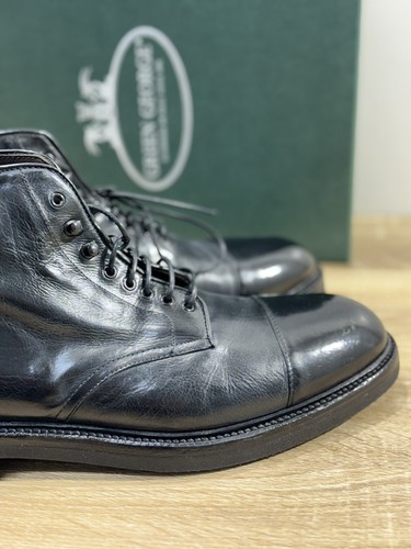 Green George Stivaletto Herren Schwarzes Leder Luxury Handgefertigt Stiefel 44 - Bild 4 von 6