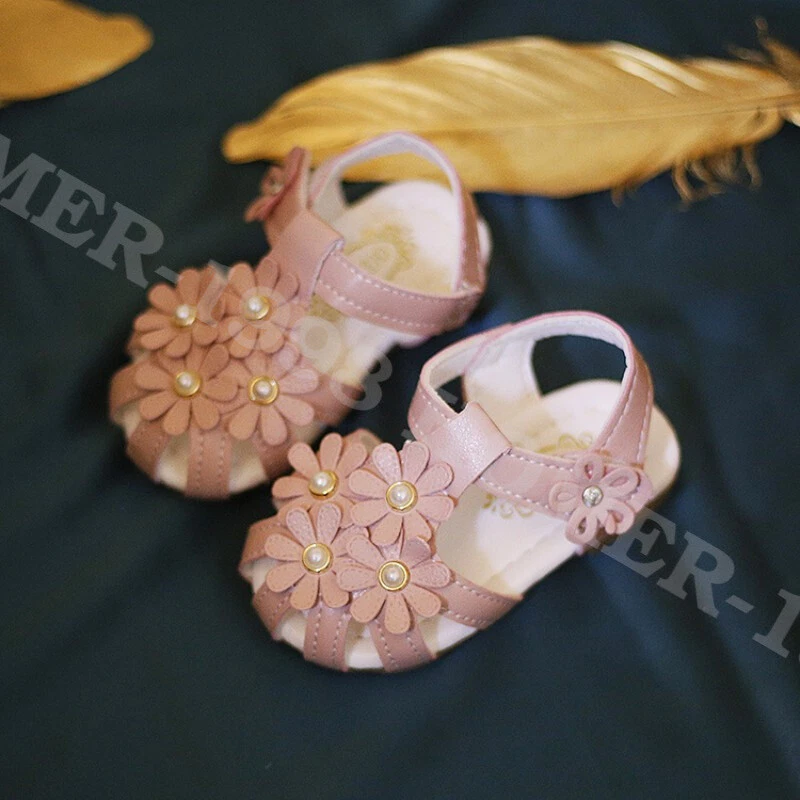 Bebé Niñas Niño Pequeño Fiesta Boda Vestido Zapatos Perla Suave Antideslizante Vacaciones Sandalias Foto 4 de 4