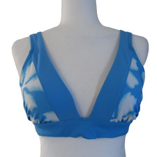 Aerie Womens Bikini Top Sz M Blue White Adjustable Back Hook American Eagle