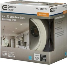 Commercial Electric 4" LED Ultra-Low Glare Recessed Trim Soft White 4 Pack