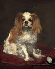 A King Charles Spaniel Vintage Dog Painting Giclee Print on Fine Art Paper