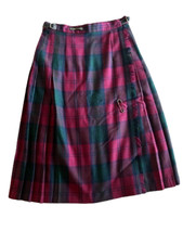 Vintage Blarney Woollen Mills Plaid Tartan Kilt w/ Pin Ireland 26 Waist