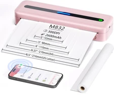 Colorwing M832 Portable Printer, Inkless Portable Printers Wireless for Travel