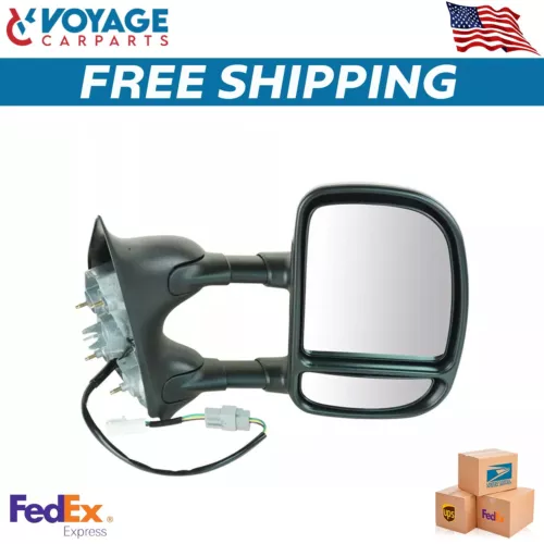 Towing Mirror Power Black Fit Passenger Right Side For 1999-2005 Ford F250 F350