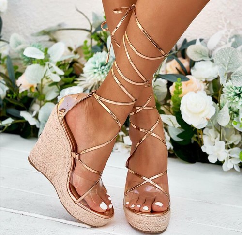 Womens Fashion Summer Peep Toe Strappy Sandals Wedge High Heels Platform Shoes - 第 1/15 張圖片