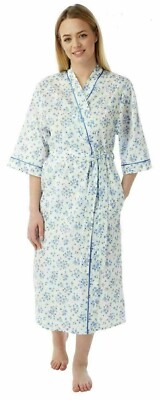 Ladies Women's Marlon Floral Print Poly Cotton Short Sleeve Night Gown Robes
