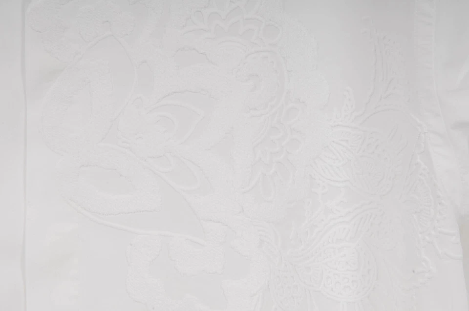 Fendi Mens Button Down Bowling Sz 39 Medium White Embroiderd Floral Camp Collar - Image 3 of 4