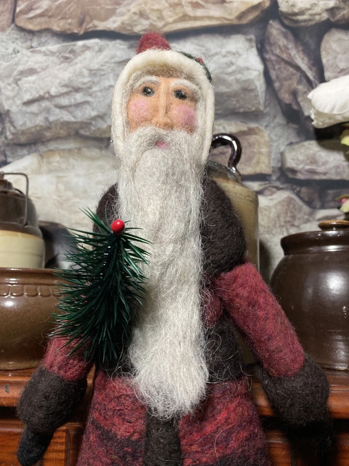 Handmade Needle Felted Primitive Christmas Belsnickle Santa 17” OOAK - Image 2 of 4