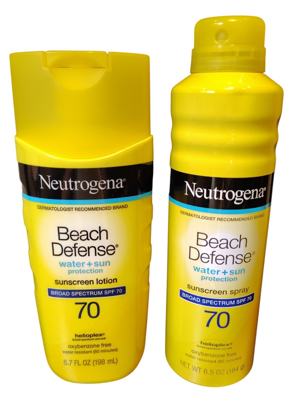Neutrogena Beach Defense 70 Sunscreen Lotion & Spray Twin Pack Exp 2026/2027