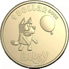 Bluey Buck 2024 One Dollar Coin Dollarbuck Dog Bingo Blue $1 Australia Rare aUNC