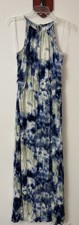 SO Womens Small Sleeveless Blue Tie-Dye Long Elastic-Waist Maxi Dress NWT! A2994
