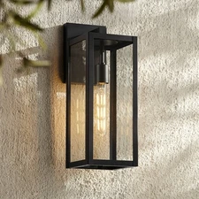 Titan Modern Outdoor Wall Light Fixture Mystic Black 17" Clear Glass Exterior