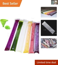 DIY Ice Pop Pouches - 120 Zip Sealed Bags with Funnel - 11" x 2" Size