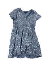 J Crew Women's Size M Blue Floral Faux Wrap Short Sleeved Dress Style L0537