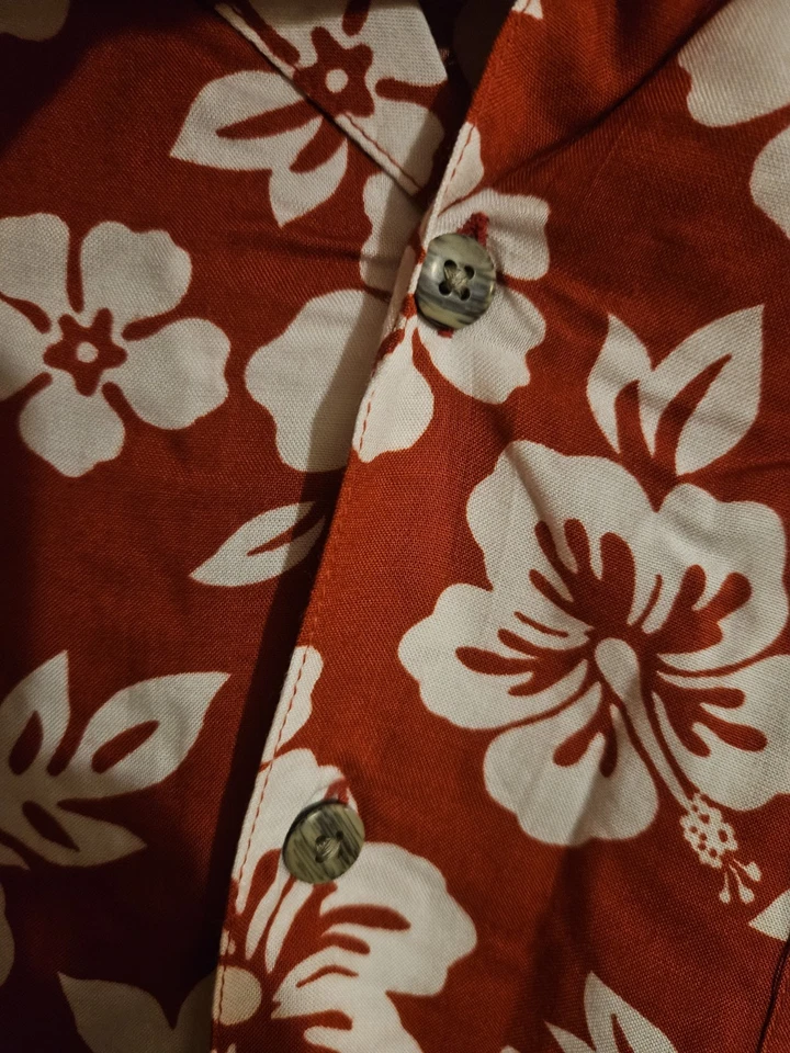 Lote De 2 Camisas Hawaianas 3X Rojo Blanco Floral Botones Paquetes Gemelos Cónyuges 1581☆ Foto 2 de 4