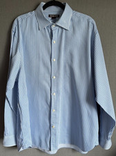 Michael Kors Dress Shirt Men XXL Blue Stripe Classic Fit Long Sleeve Button Up
