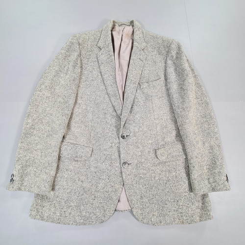 Magee, Magee Mens Tweed Jacket Grey 42R Wool Donegal Blazer Single Breasted Vintage