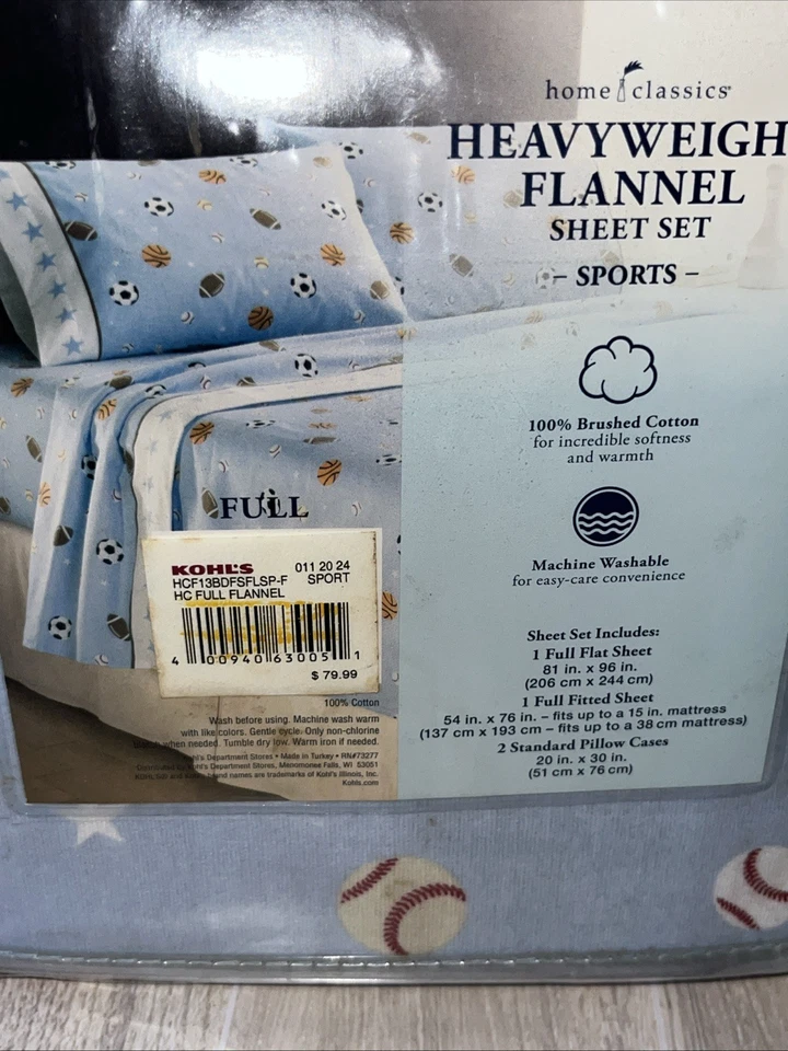 Juego de sábanas deportivas Home Classics franela de algodón azul peso pesado completo Foto 4 de 4
