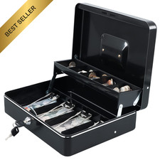 xydled Cash Box with Key Lock, Metal Money Box, Safe key lock, Black Lock