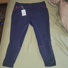 Piper Evolution Curvy  By Smartpak Fullseat Breeches Womens 38R Navy/Hot Pink