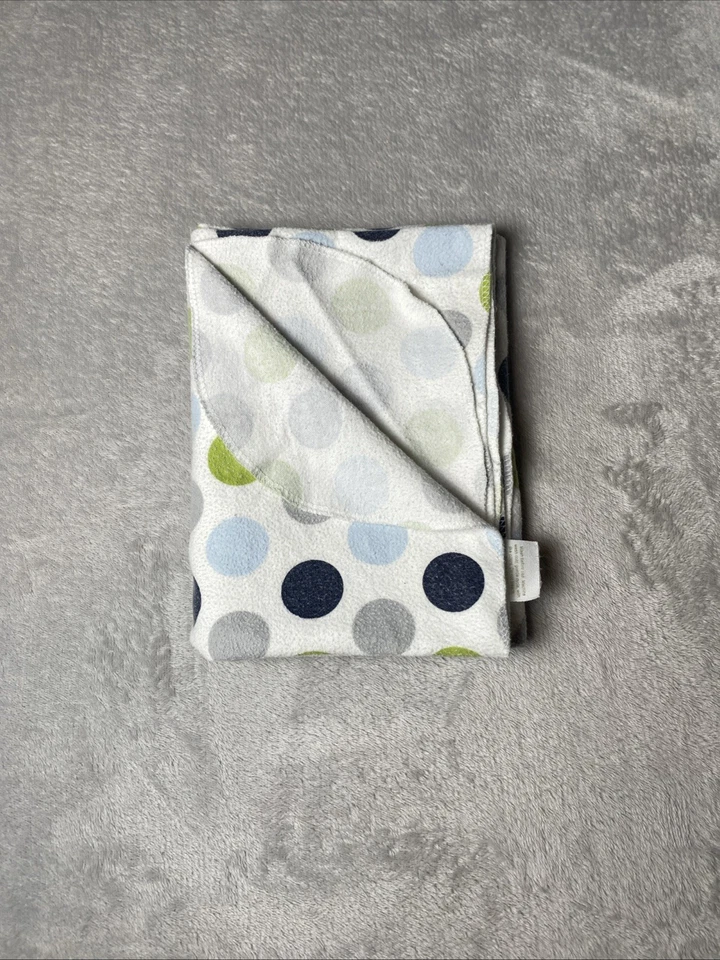 Manta bebé a lunares Carters azul verde gris círculos recepción franela envoltura Foto 2 de 4