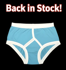Men’s Light Blue Y Front Briefs 100% Cotton Quality Retro Vintage Style