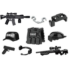 Bolsa de batalla de ladrillo de batalla SWAT paquete de francotirador para minifiguras de ladrillo