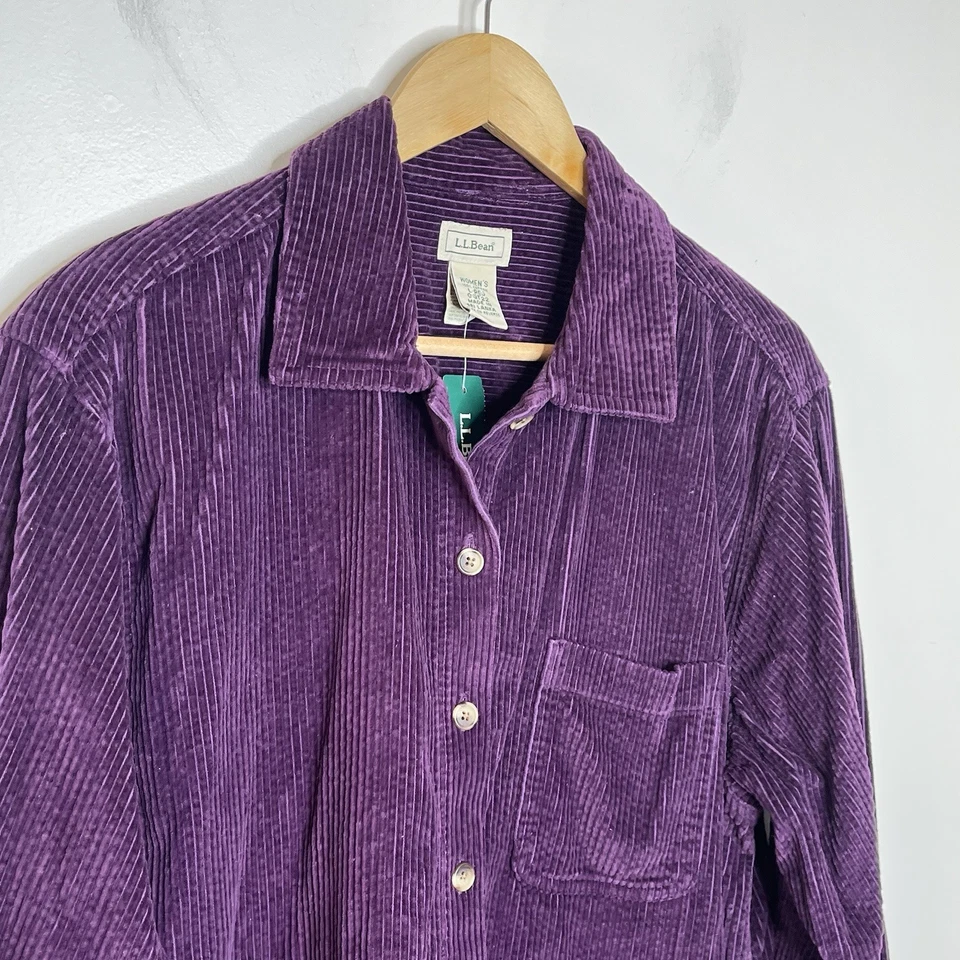 LL Bean Comfort Pana Camisa Grande Berenjena Mujer Talla L Trabajo Tareas Shacket Foto 2 de 4