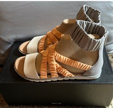 SOREL ELLA II ANKLE STRAP SANDAL: GRAY/SPARK: NEW IN BOX: SIZE 8