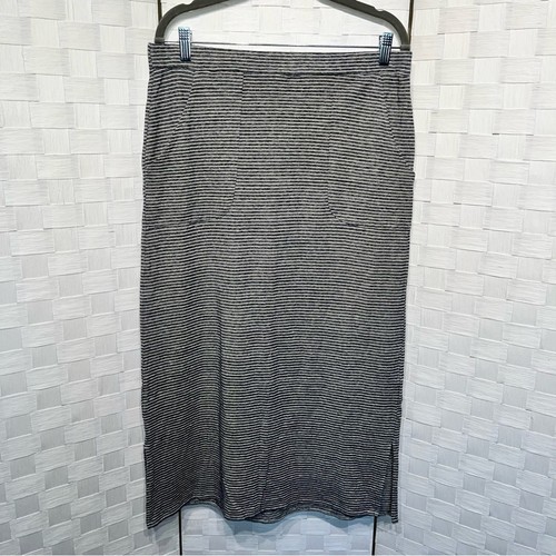 Prana Tulum Stripe Skirt Size Medium Hemp Organic Cotton Natural Nautical - Picture 3 of 9