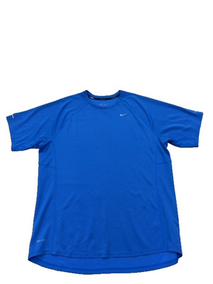 Nike Men's T-Shirt Blue Dri-FIT Short Sleeve Running Crew Neck Size L