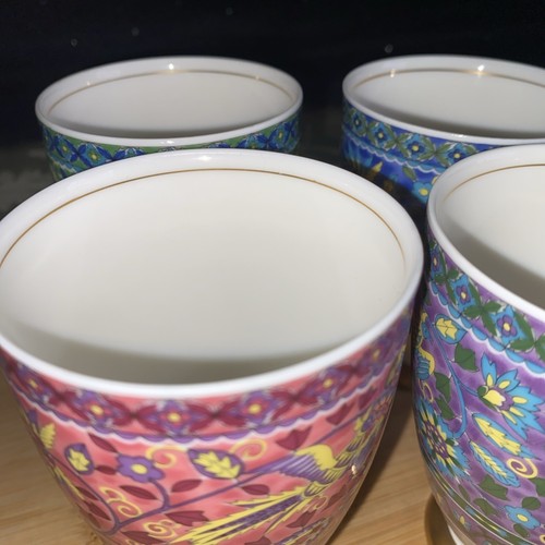 4er Set Marco Road handbemalte Thai Porzellan Teetassen mit Goldrand - Bild 9 von 12
