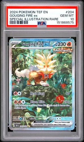 2024 POKEMON TEF EN-TEMPORAL FORCES #204 GOUGING FIRE EX PSA 10