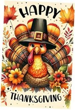 Fall Thanksgiving Turkey Garden Flag 12 x 18 inch Double Sided Outside 10
