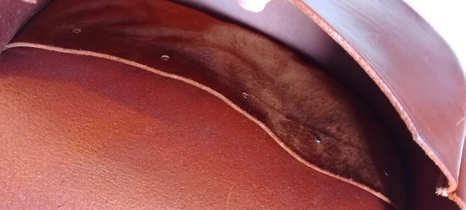 Vintage Saddle Bag Cross Body Genuine Leather Brown Embossed Stamp - Image 2 of 4