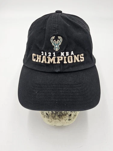 Milwaukee Bucks 2021 NBA Basketball Champions Cap Hat Black Adjustable Cotton
