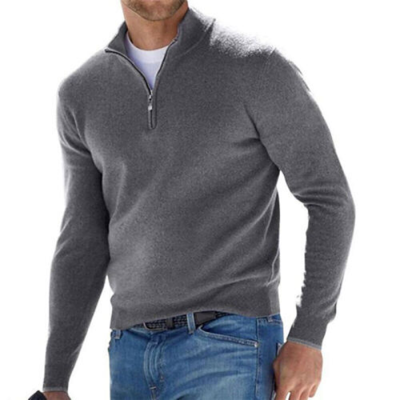 Men's Basic Zipped Sweater, Mens Long-Sleeve Quarter Zip Fleece ...