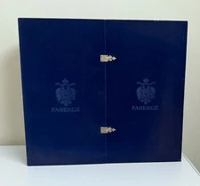 XL Faberge Blue Velvet EMPTY Case Presentation Box Imperial Satin NO EGG 19.5”