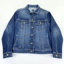 Lee Heritage Denim Trucker Jacket - Dark Blue - Vintage Style - Womens Small