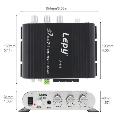 LEPY Hi-Fi Stereo Car Amplifier 12V Amplifier Booster Radio MP3 For Motorcycle - Picture 3 of 12