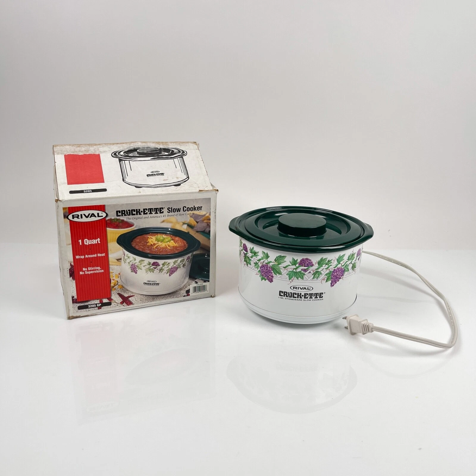 Vintage Rival Crock-Ette 1 Qt Slow Cooker 3205 PURPLE GRAPES Crockpot Kitchen