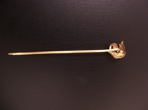 Antique Art Noveau 14k Yellow Gold Sapphire Dragon Wing Stick Pin - Picture 7 of 9