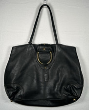 Dolce & Gabbana Vintage Black Pebbled Leather Tote Bag D-Ring Purse