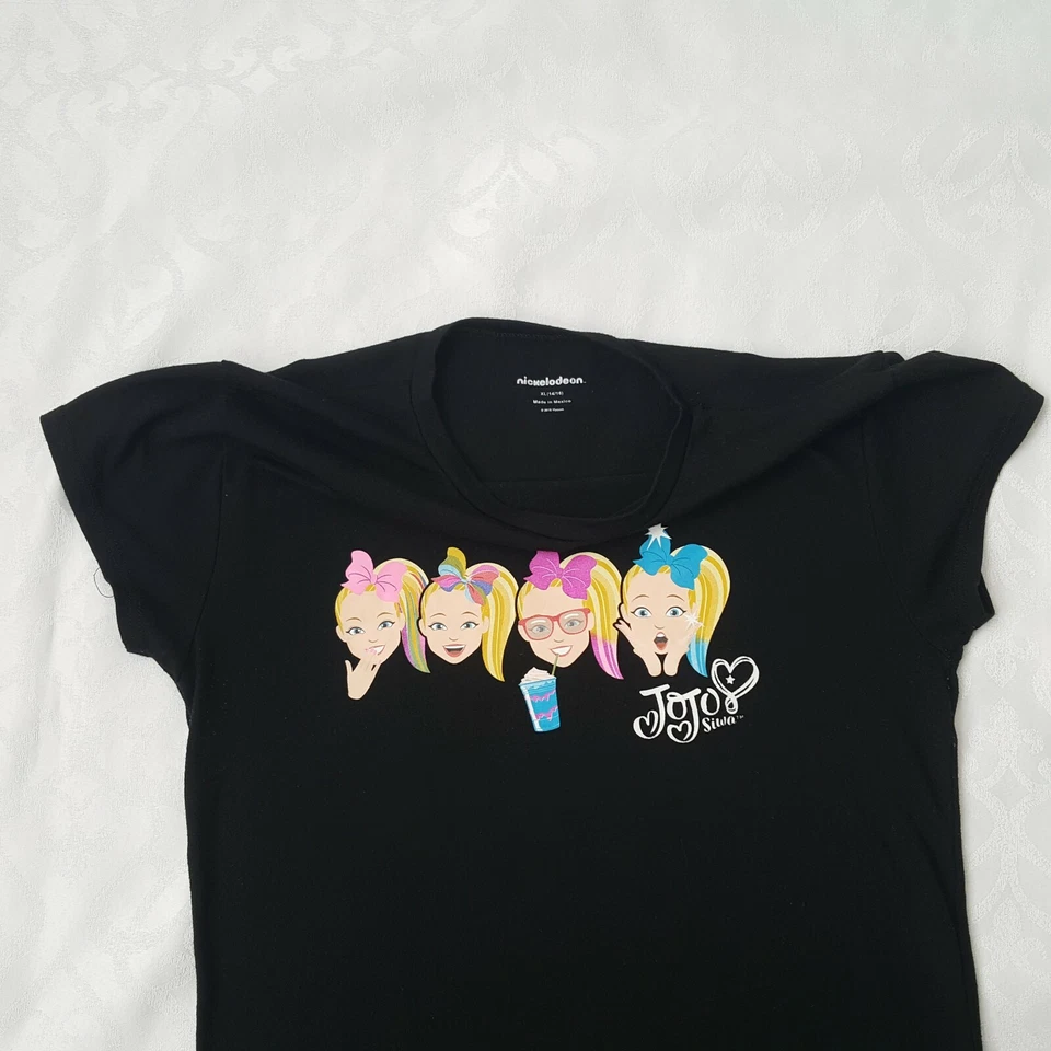 Nickelodeon JoJo Siwa Camisetas Niña Talla XL 14-16 Negro Manga Corta Top Camisa Foto 3 de 4